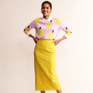 Boden Bright Yellow Linen Blend Pencil Skirt